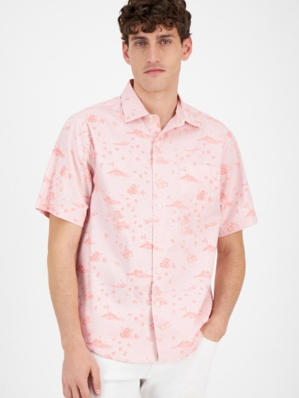 Tommy Bahama Men's Island Bound Chambray Short-Sleeve Shirt - Candy Rose NWT XL